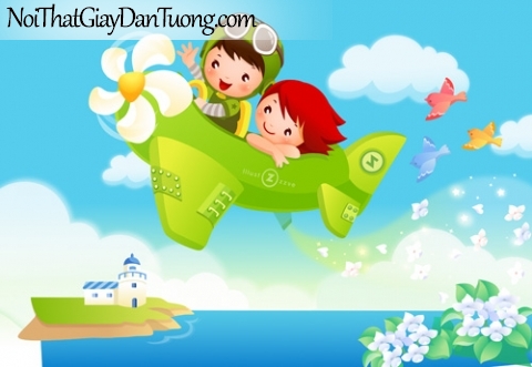 Tranh dán tường dành cho bé yêu, cùng bé bay vào bầu trời xanh DA4059