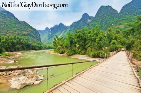 Tranh dán tường, con câu bắt qua suối DA0233