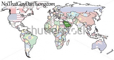 Tranh dán tường | Bản đồ thế giới DA709