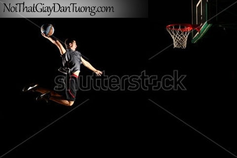 Tranh dán tường , nhìn câu thủ đang nhảy cao đưa bóng vào rổ DA283