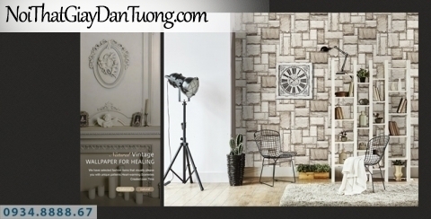 Giấy dán tường PIEDRA, giấy dán tường 3D, giá đá, giả gỗ, màu trắng xám 22-045