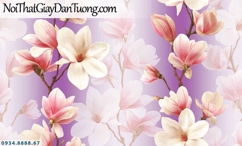 Lily | Giấy dán tường Lily 36002-3 | giấy dán tường hình bông hoa nhỏ màu xanh dương, hoa bay trong gió, hoa rơi trên tường