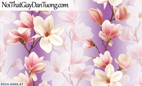 Lily | Giấy dán tường Lily 36006-2 | giấy dán tường bông hoa màu vàng, dây leo tường những chùm bông nhiều màu sắc đẹp