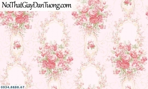 Lily | Giấy dán tường Lily 36007-2 | giấy dán tường bông hoa nhỏ màu hồng trải đều trên tường