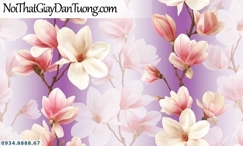 Lily | Giấy dán tường Lily 36009-3 | giấy dán tường những chùm hoa nhỏ màu tím, những khóm hoa rơi đẹp