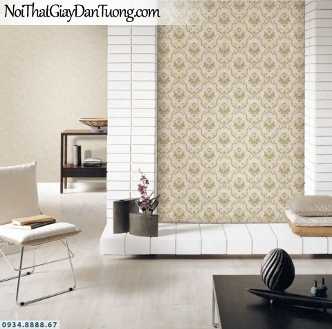 GRAVENTO | Giấy dán tường màu kem, cổ điển đẹp sang trọng, phù hợp cả phòng ngủ lẫn phòng khách | Giấy dán tường Gravento TL345551