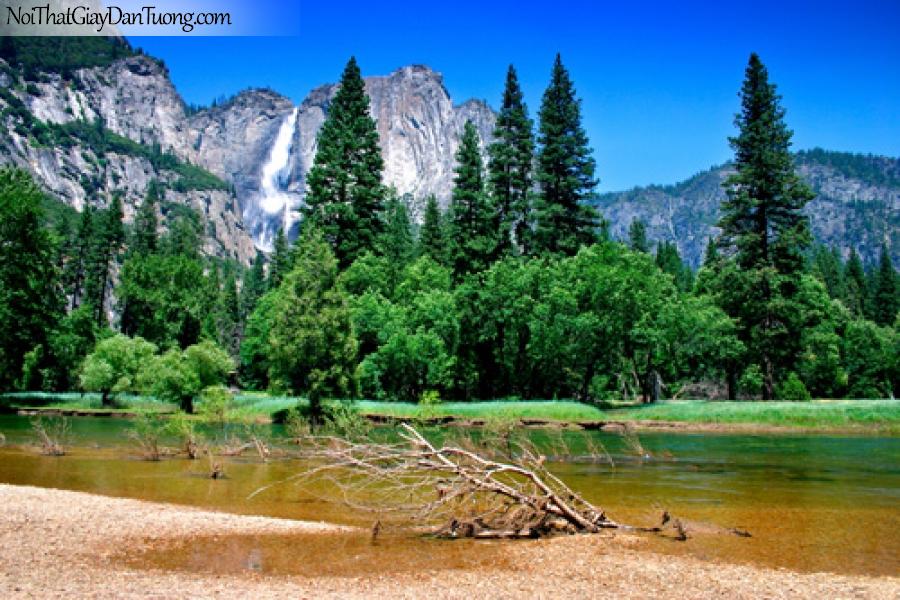 tranh dán tường, thác nước và những vách núi của Vườn quốc gia Yosemite DA0047