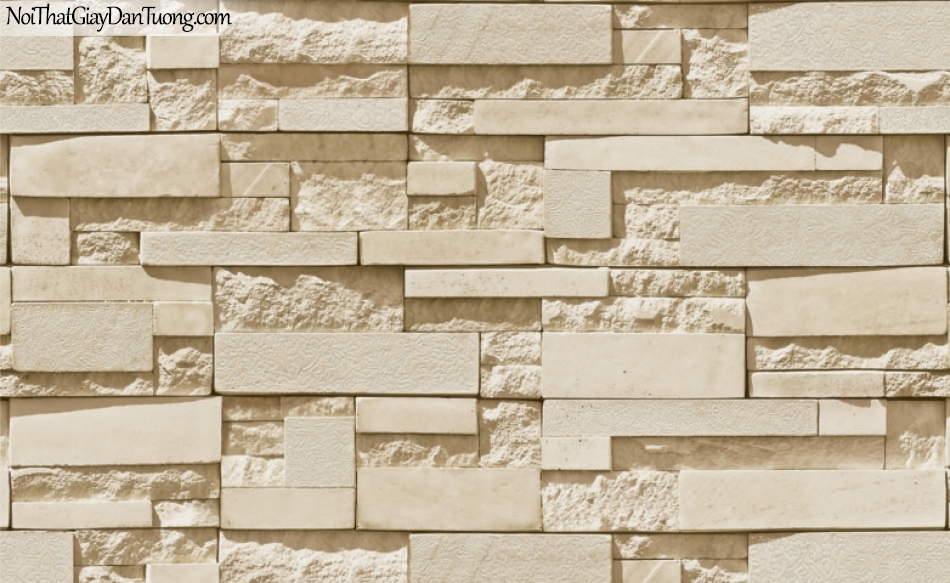 Giấy dán tường Natural Hàn Quốc 87003-3, giả gạch, giả đá giả gỗ 3D, giấy dán tường giả đá vàng xám