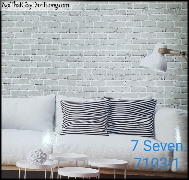 7 SEVEN, Giấy dán tường Hàn Quốc 7103-1 PC, giấy dán tường 3D gân nhỏ, giả gạch, phù hợp với nhà hàng, cafe, phối cảnh