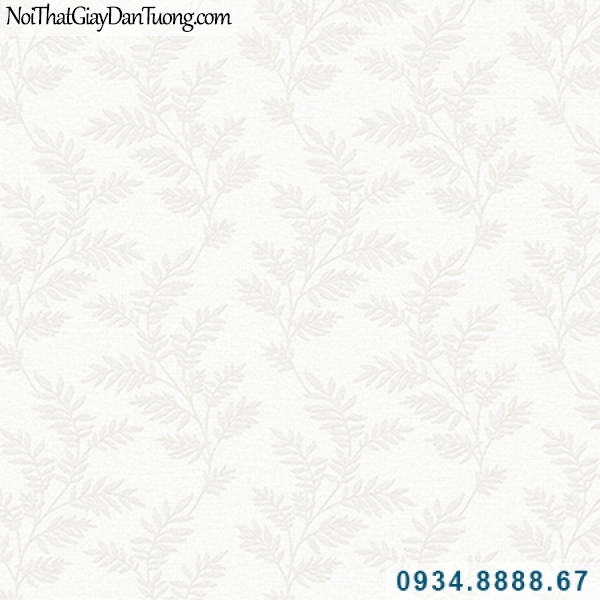 Giấy dán tường Hàn Quốc ARTBOOK, giấy dán tường hoa văn hình lá cây, dây lá cây leo tường, màu trắng nhạt 57171-1