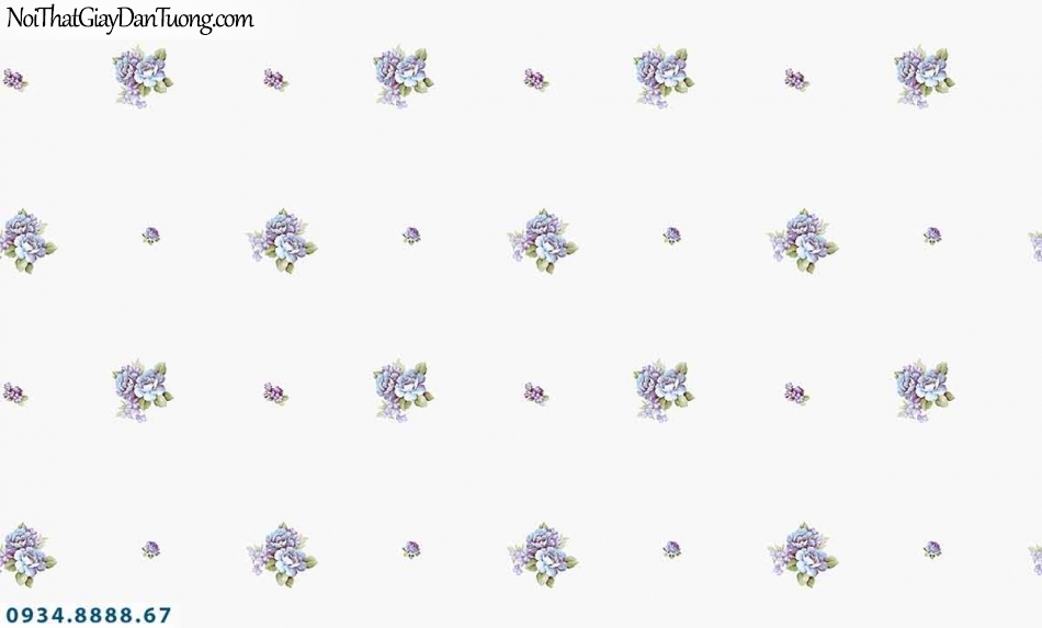 Lily | Giấy dán tường Lily 36007-3 | giấy dán tường những bông hoa nhỏ màu tím, rơi đều trên tường, hoa bay trong gió