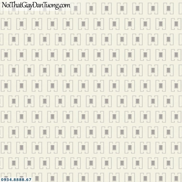 Martina | giấy dán tường Martina 40112 | giấy dán tường màu vàng kem, họa tiết ô vuông màu xám, họa tiết lập thể