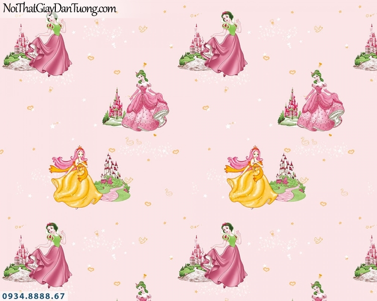 Martina | giấy dán tường Martina 1001-1 | giấy dán tường trẻ em màu hồng, hình công chúa Disney Princess, hình công chúa màu đẹp
