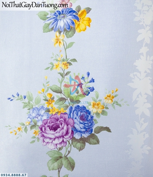URANUS | Giấy dán tường dạng hoa leo, dây leo dọc theo tường màu xanh dương | Giấy dán tường Uranus 52043-3