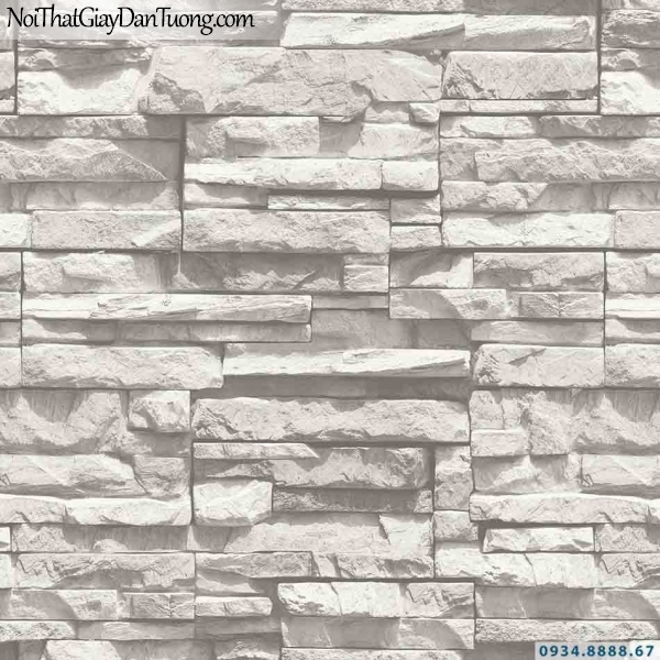 Giấy dán tường giả gạch, giả đá, giả gỗ 3D Stone Natural 85015-1 | Giấy dán tường giả đá màu trắng, màu trắng sữa