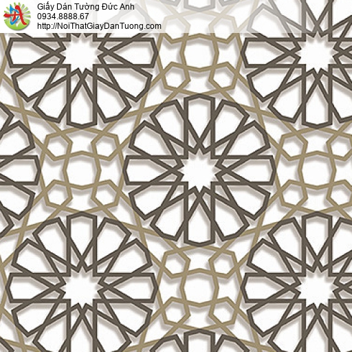 27034 - Giấy dán tường họa tiết 3D đường kẻ tạo hình tròn màu đen vàng
