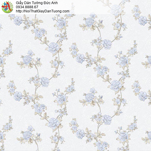 63082 - Giấy dán tường dạng dây leo, những bông hoa màu xanh nước biển