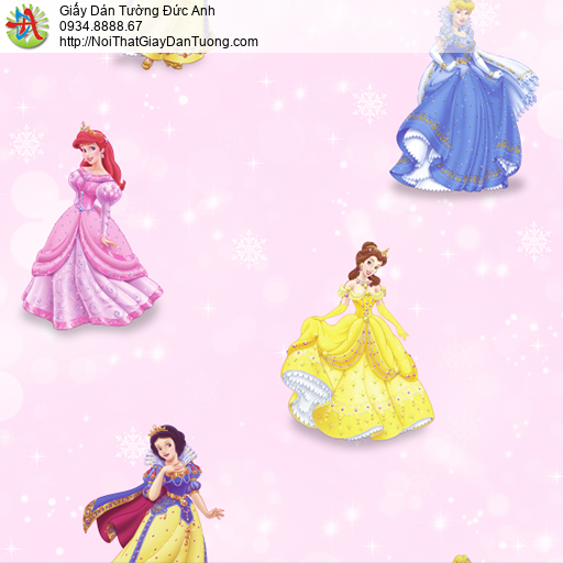 35001-1 Giấy dán tường trẻ em,giấy dán tường công chúa Disney màu hồng