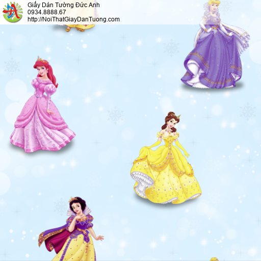 35001-3 - Giấy án tường cho bé gái hình các công chúa Disney hoạt hình
