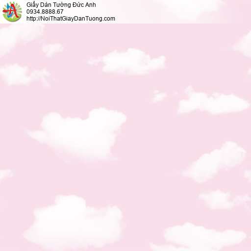 35004-1 Giấy dán tường bầu trời màu hồng, giấy dán trần phòng trẻ em