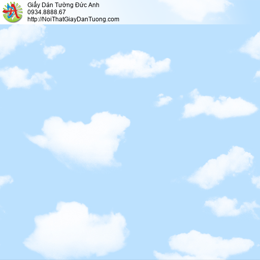 35004-2 Giấy dán tường trẻ em hình bầy trời màu xanh mây trắng, sky
