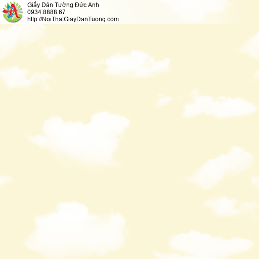 35004-3 Giấy dán tường hình bầu trời màu vàng may trắng dành cho em bé