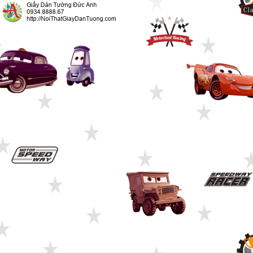 35005-2 Giấy dán tường trẻ em phim hoạt hình car vương quốc xe hơi