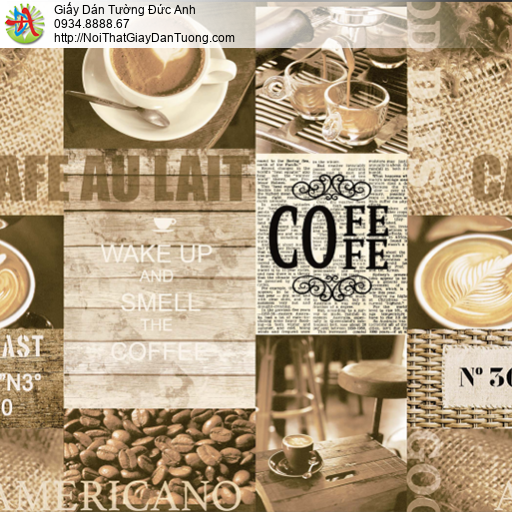 53012-2 Giấy dán tường cho tiệm cà phê, dán tường quán cafe đẹp coffee
