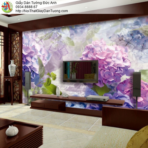 3321 - Tranh dán tường hoa cẩm tú cầu đẹp