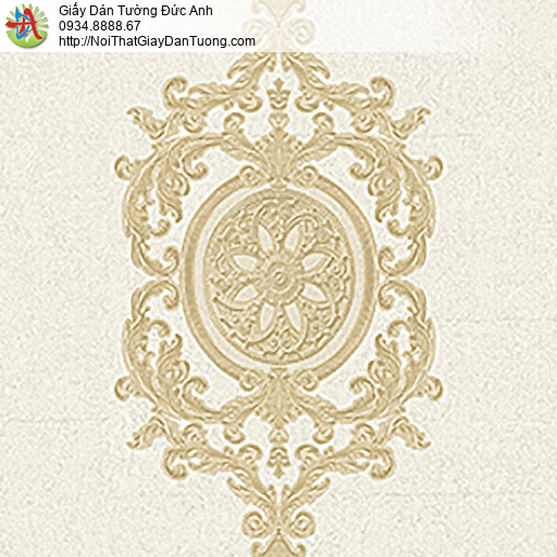 53302-1 Giấy dán tường hoa văn họa tiết cổ điển màu vàng