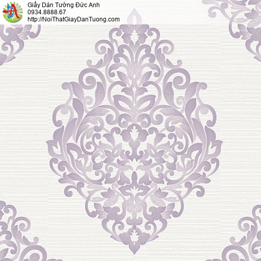 53308-2 Giấy dán tường hoa văn họa tiết cổ điển màu tím, giấy dán tường Bình Chánh