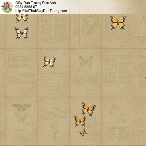 Casabene 2720-2, Giấy dán tường hình những con bướm nhiều màu đang tung bay màu vàng
