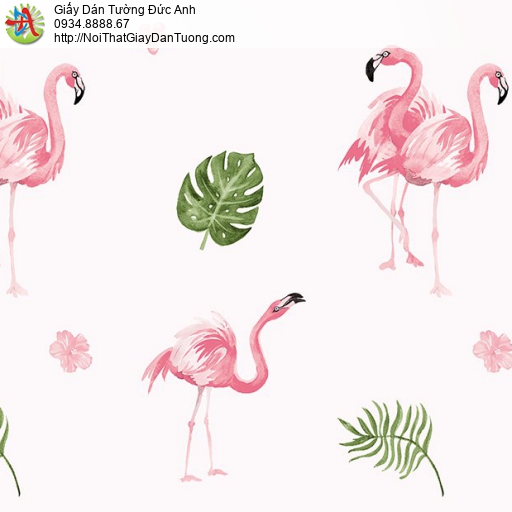 Giấy dán tường hình chim sêu màu hồng đẹp, Happy story 6805-2B （2028-2)