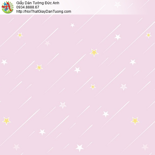 Giấy dán tường hình ngôi sao bằng, ngôi sao bay màu hồng cho trẻ em, Happy story 6807-1B