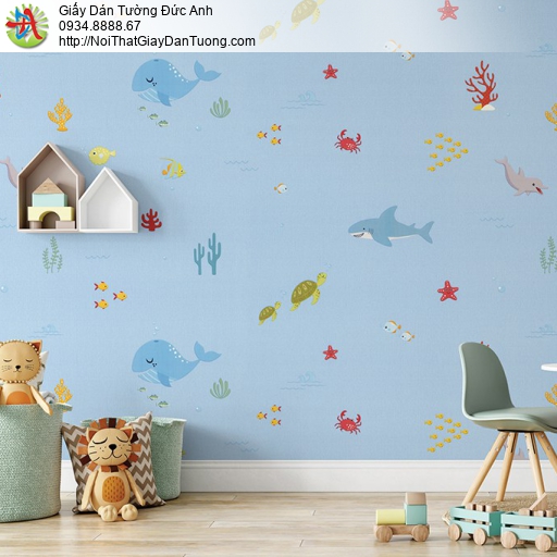 Albany 6827-2, Giấy dán tường dành cho bé yêu, động vật dưới đại dương màu xanh