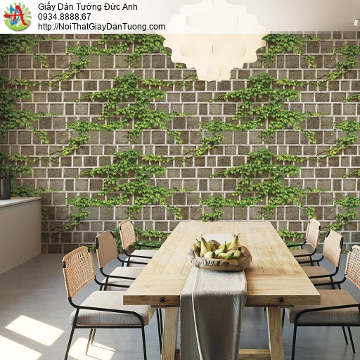 Giấy dán tường giả đá 3D, hoa lá dây leo tường, bức tường giả đá dây dây leo bám tường, Natural 88428-2