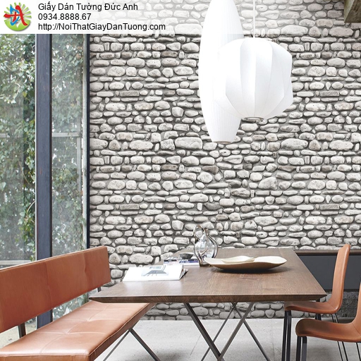 Giấy dán tường giả đá 3D màu xám, giấy giả đá cao cấp Hàn Quốc, Natural 88430-2