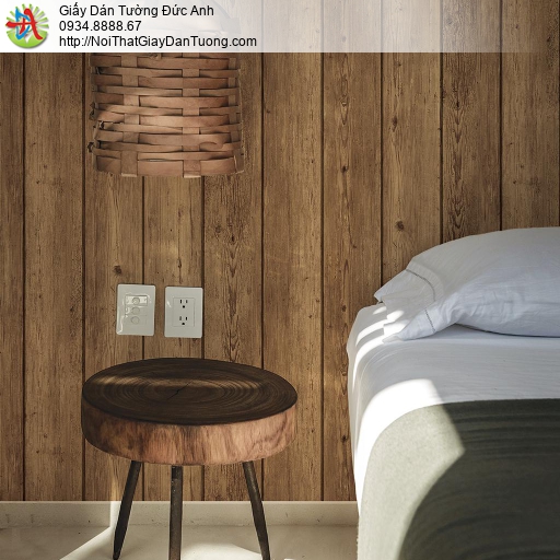 Giấy dán tường giả gỗ màu nâu, giấy giả gỗ cao cấp Hàn Quốc, giấy giả gỗ dạng thanh thẳng đứng, Natural 88427-3