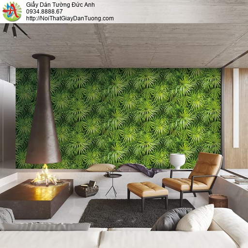 Giấy dán tường lá cây rừng nhiệt đới, giấy dán tường hình lá cây màu xanh, Natural 88425-1