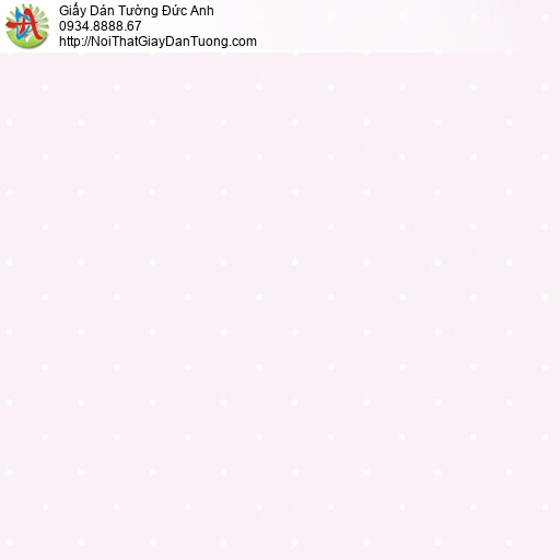 5144-2 Giấy dán tường chấm bi màu trắng trên nền màu hồng nhạt siêu đáng yêu 