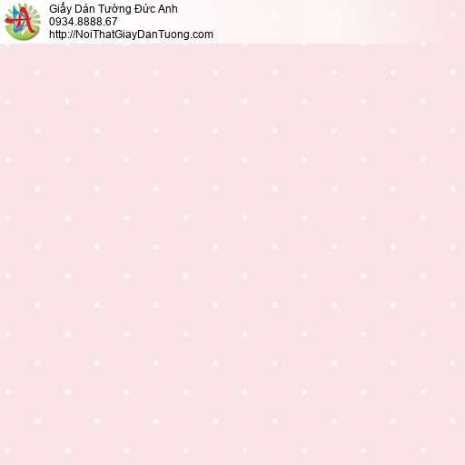 5144-3 Giấy dán tường chấm bi màu trắng trên nền màu hồng siêu dễ thương 