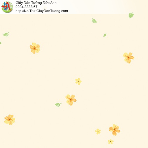 5146-1 Giấy dán tường lá và hoa rơi đơn giản màu hồng nhạt cho trẻ em