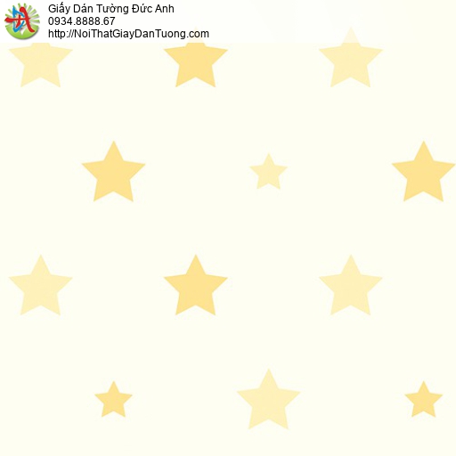 5152-1 Giấy dán tưởng hình những ngôi sao màu vàng nhạt, ngôi sao 5 cánh to nhỏ