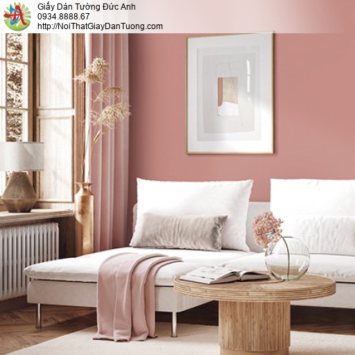 3009-33 Giấy dán tường màu hồng đậm, giấy nhám giả tường siêu đẹp