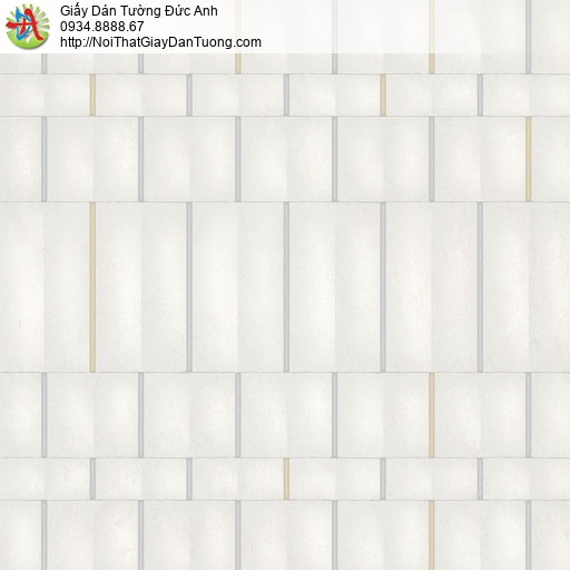 34503-1 Giấy dán tường 3D màu trắng, đường kẻ màu xanh và nâu độc đáo