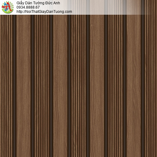 34506-4 Giấy dán tường màu nâu đất giả gỗ, giấy dán tường 3D sọc đứng hot