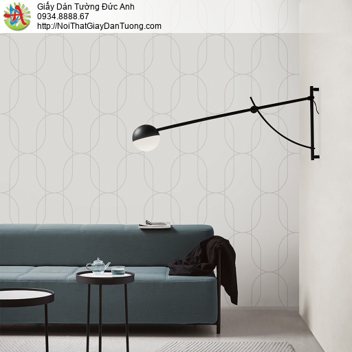 34509-3 Giấy dán tường màu xám nhạt, họa tiết hình bầu dục cho căn nhà bạn thêm hiện đại