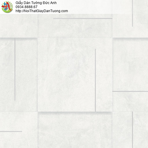 34517-1 Giấy dán tường 3D màu xám trắng họa tiết giả đá hình vuông