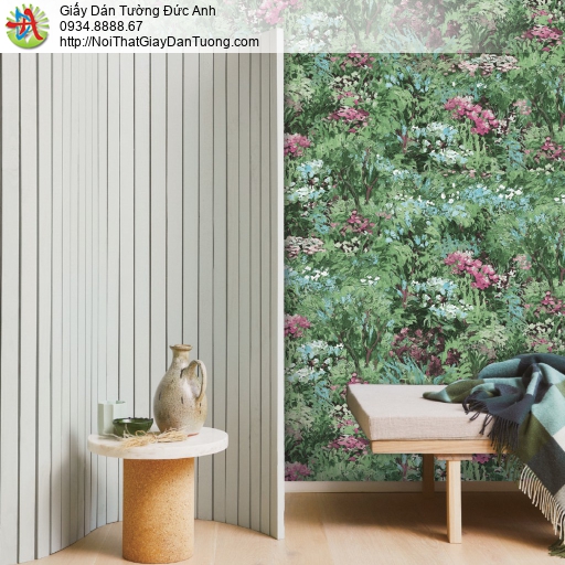 70256-1 Giấy dán tường 3D họa tiết tranh vẽ lá và hoa art ở rừng mang cả thiên nhiên vào nhà bạn
