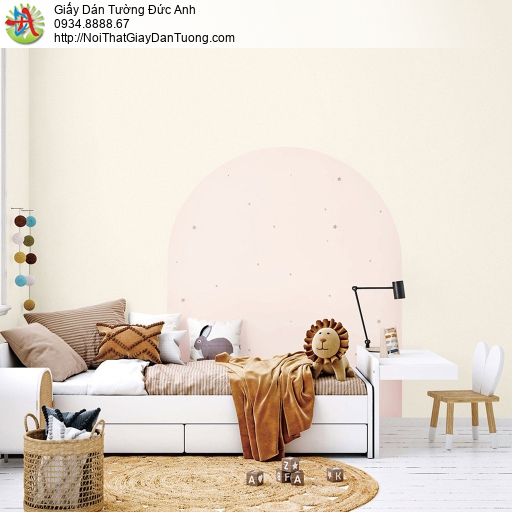 87430-2 Giấy dán tường màu hồng đào vân vải siêu cấp dễ thương